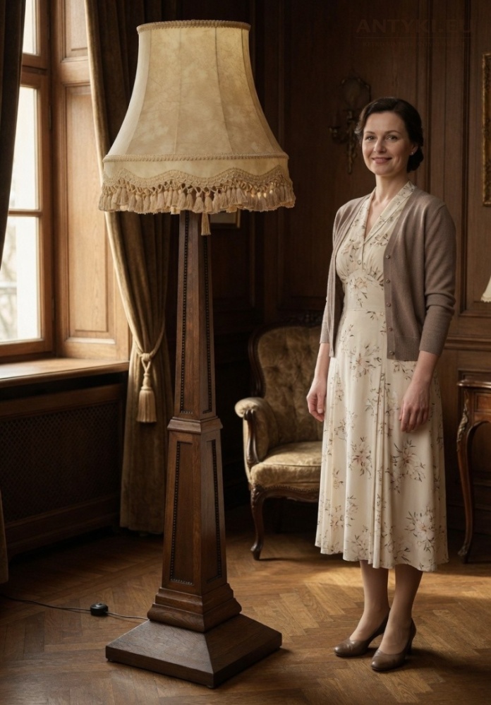 eklektyczna lampa stojąca antyczna